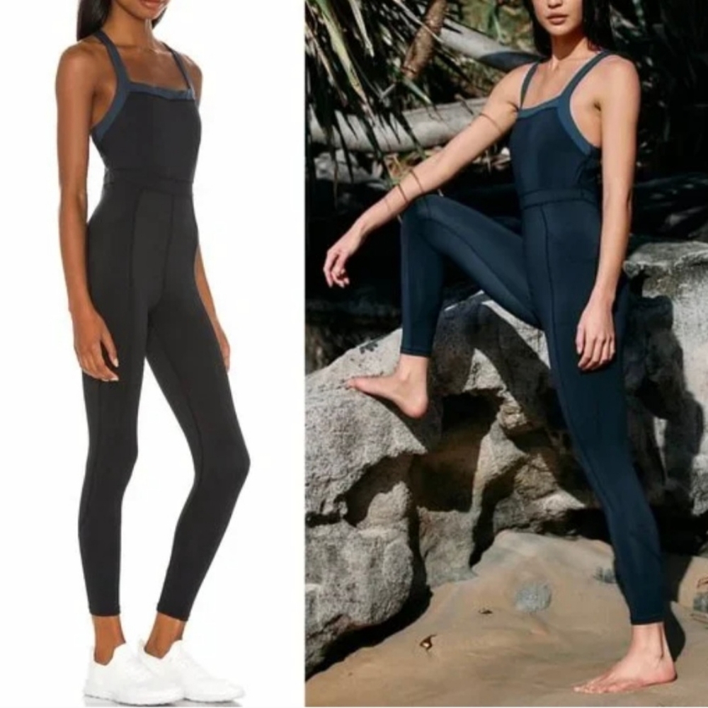 New Free People Movement Rebel Onesie In Black And New Navy Size Small